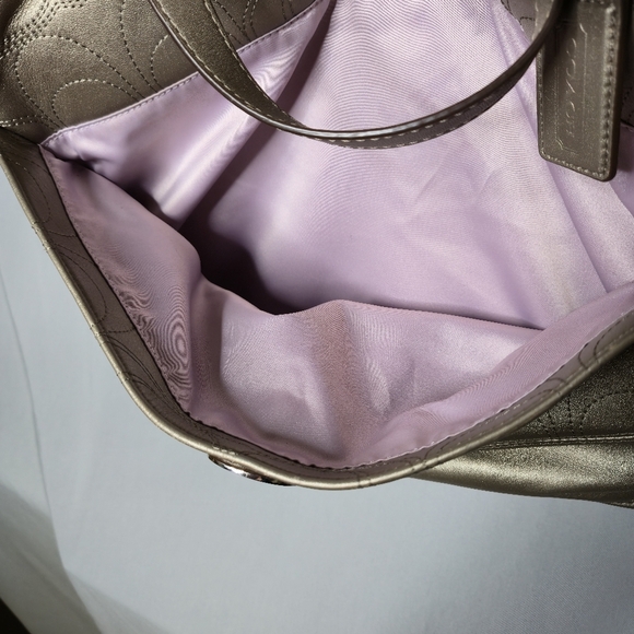Coach Metallic Taupe Leather Tote/Diaper Bag - Picture 7 of 16